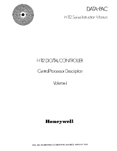 honeywell 70130072244A H112 CPU Description Vol1 Jan70  honeywell h112 70130072244A_H112_CPU_Description_Vol1_Jan70.pdf
