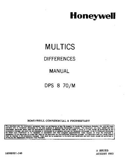 honeywell  58009997-040 MULTICS Differences Manual DPS 8-70M Aug83  honeywell multics _58009997-040_MULTICS_Differences_Manual_DPS_8-70M_Aug83.pdf