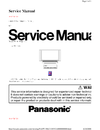 panasonic Panasonic PT-50LC13 [SM]  panasonic Monitor Panasonic_PT-50LC13_[SM].pdf