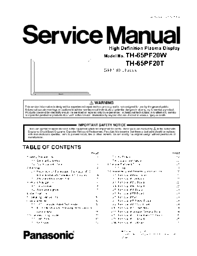 panasonic Panasonic TH-65PF20T TH-65PF20W [SM]  panasonic Monitor Panasonic_TH-65PF20T_TH-65PF20W_[SM].pdf