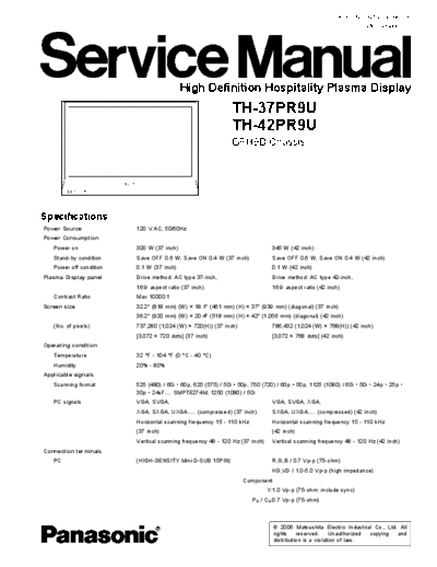 panasonic Panasonic TH-37PR9U TH-42PR9U [SM]  panasonic Monitor Panasonic_TH-37PR9U_TH-42PR9U_[SM].pdf