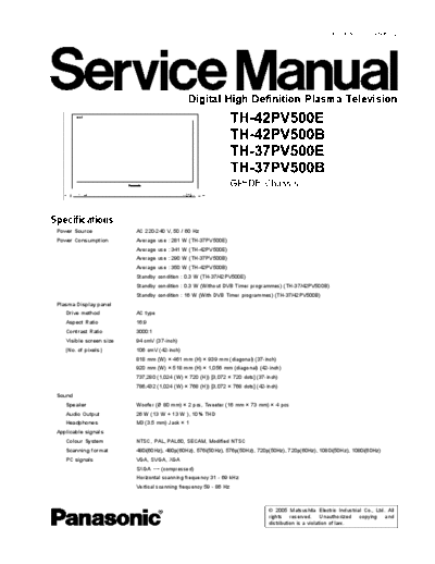 panasonic Panasonic_TH-37PV500B_TH-42PV500B_TH-37PV500E_TH-42PV500E_[SM]  panasonic Monitor Panasonic_TH-37PV500B_TH-42PV500B_TH-37PV500E_TH-42PV500E_[SM].pdf