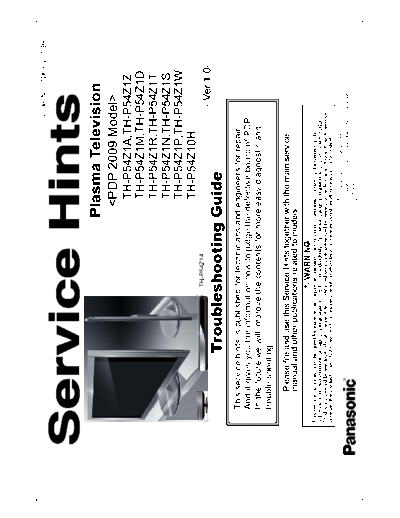 panasonic TH-P54Z1W TH-P54Z1Z TH-P54Z1T TH-P54Z10H TH-P54Z1R TH-P54Z1S TH-P54Z1D TH-P54Z1P TH-P54Z1A TH-P54Z1N  panasonic Monitor Panasonic_TH-P54Z1W_TH-P54Z1Z_TH-P54Z1T_TH-P54Z10H_TH-P54Z1R_TH-P54Z1S_TH-P54Z1D_TH-P54Z1P_TH-P54Z1A_TH-P54Z1N_TH-P54Z1M_Training_Guide_[TM].pdf