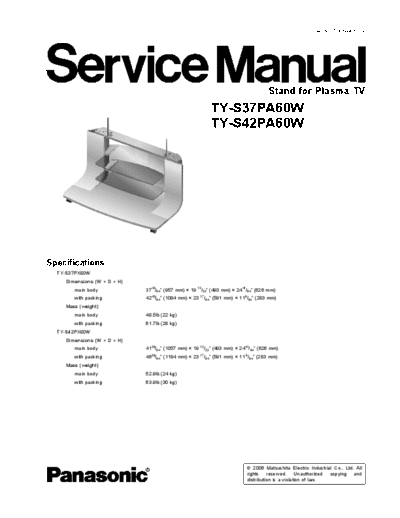 panasonic Panasonic TY-S37PA60W TY-S42PA60W [SM]  panasonic Monitor Panasonic_TY-S37PA60W_TY-S42PA60W_[SM].pdf