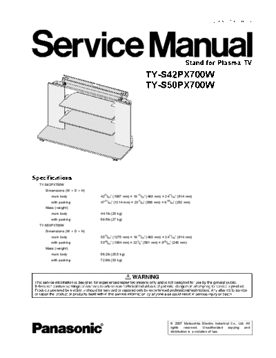 panasonic Panasonic TY-S42PX700W TY-S50PX700W [SM]  panasonic Monitor Panasonic_TY-S42PX700W_TY-S50PX700W_[SM].pdf