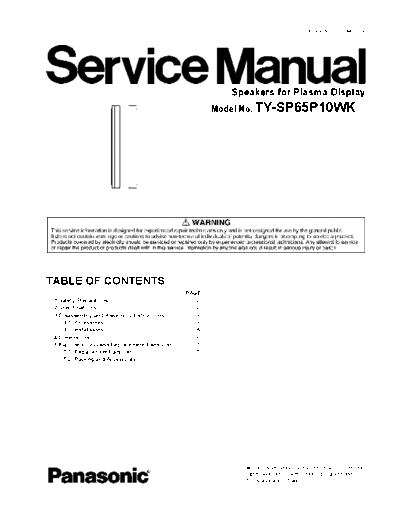 panasonic Panasonic TY-SP65P10WK [SM]  panasonic Monitor Panasonic_TY-SP65P10WK_[SM].pdf