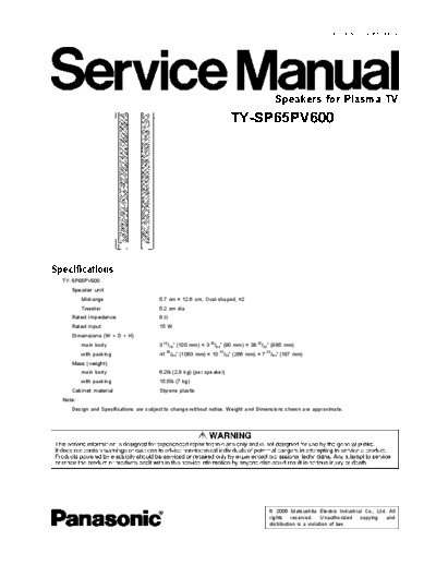 panasonic Panasonic TY-SP65PV600 [SM]  panasonic Monitor Panasonic_TY-SP65PV600_[SM].pdf