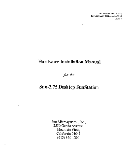 sun 800-1312-10 Sun-3 75 Hardware Installation Manual  sun sun3 800-1312-10_Sun-3_75_Hardware_Installation_Manual.pdf