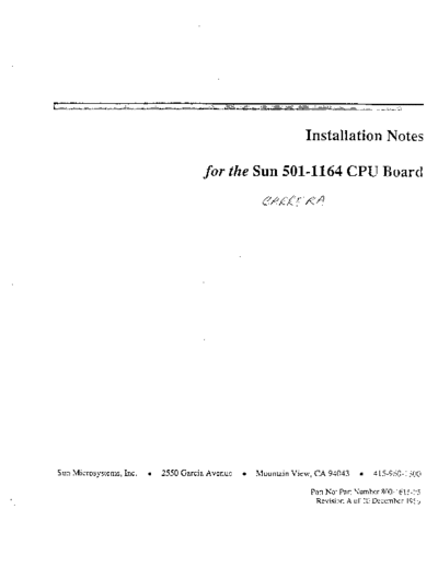 sun 800-1615-05 501-1154 Installation Notes  sun sun3 800-1615-05_501-1154_Installation_Notes.pdf