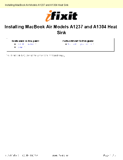 apple Installing-Heat-Sink-853  apple MacBook Air MacBook Air Models A1237 and A1304 Installing-Heat-Sink-853.pdf