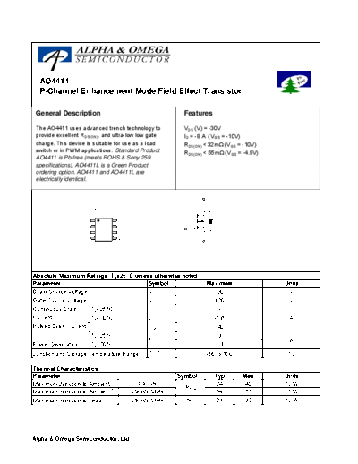 Various AO4411  . Electronic Components Datasheets Various AO4411.pdf