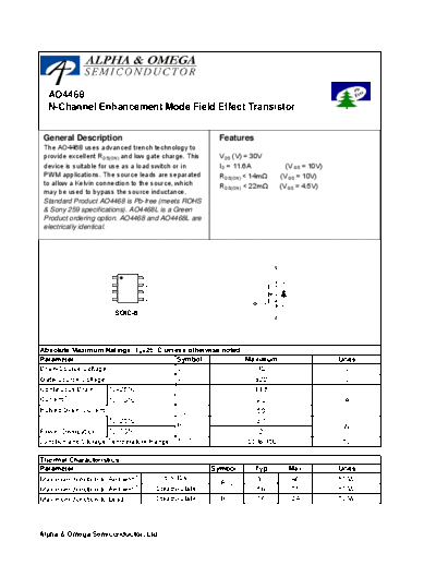 Various AO4468 - N-Channel Enhancement Mode Field Effect Transistor  . Electronic Components Datasheets Various AO4468 - N-Channel Enhancement Mode Field Effect Transistor.pdf