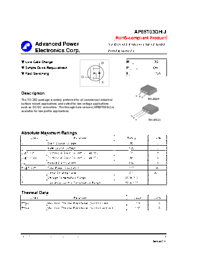 . Electronic Components Datasheets AP85t03gh  . Electronic Components Datasheets Various AP85t03gh.pdf