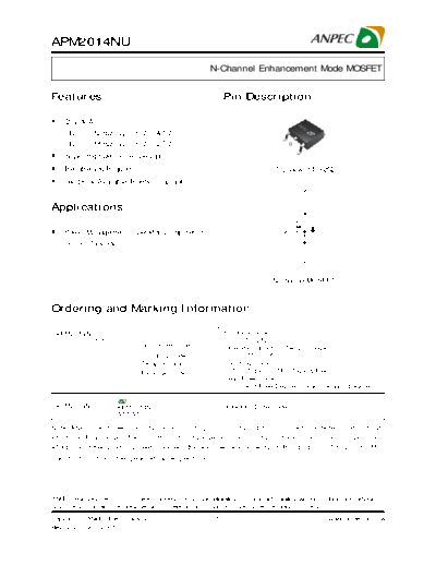 Various APM2014NU - N-Channel Enhancement Mode MOSFET - Anpec Electronics Coropration  . Electronic Components Datasheets Various APM2014NU - N-Channel Enhancement Mode MOSFET - Anpec Electronics Coropration.pdf