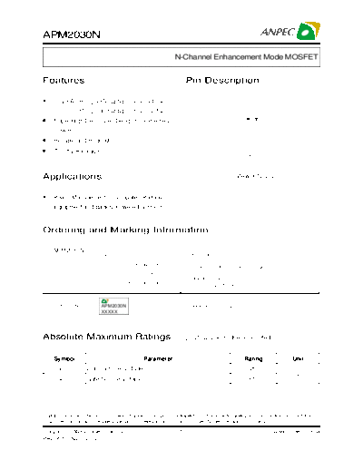 Various APM2030N  . Electronic Components Datasheets Various APM2030N.PDF