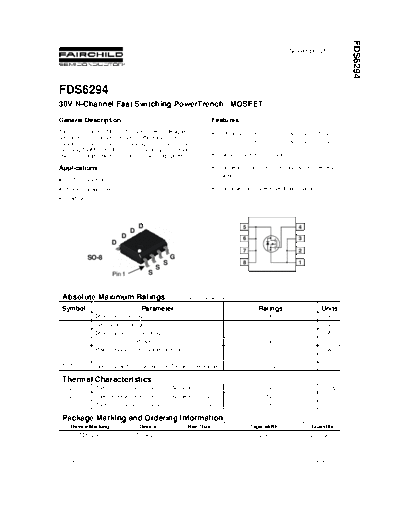 Various FDS6294 - 30V N-Channel Fast Switching PowerTrench MOSFET  . Electronic Components Datasheets Various FDS6294 - 30V N-Channel Fast Switching PowerTrench MOSFET.pdf