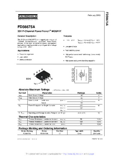 Various FDS6675A  . Electronic Components Datasheets Various FDS6675A.pdf