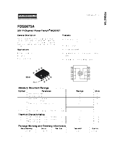 Various FDS6675A - 30V P-Channel PowerTrench MOSFET  . Electronic Components Datasheets Various FDS6675A - 30V P-Channel PowerTrench MOSFET.pdf