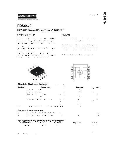 Various FDS6679 - 30 Volt P-Channel PowerTrench MOSFET  . Electronic Components Datasheets Various FDS6679 - 30 Volt P-Channel PowerTrench MOSFET.pdf