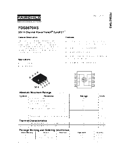 Various FDS6670AS NL - 30V N-Channel PowerTrench SyncFET  . Electronic Components Datasheets Various FDS6670AS_NL - 30V N-Channel PowerTrench SyncFET.pdf
