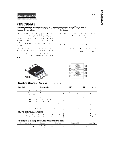 Various FDS6984AS - Dual Notebook Power Supply N-Channel PowerTrench SyncFET  . Electronic Components Datasheets Various FDS6984AS - Dual Notebook Power Supply N-Channel PowerTrench SyncFET.pdf
