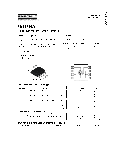 Various FDS7764A - 30V N-Channel PowerTrench MOSFET  . Electronic Components Datasheets Various FDS7764A - 30V N-Channel PowerTrench MOSFET.pdf