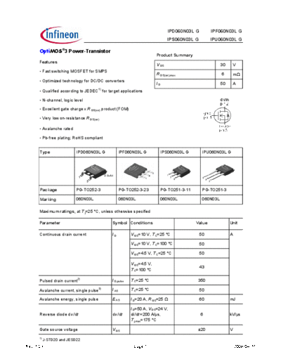 Various IPD060N03LG rev1.03 060N03L  . Electronic Components Datasheets Various IPD060N03LG_rev1.03 060N03L.pdf