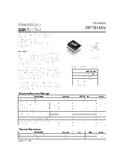 Various IRF7811AV - N-Channel Application-Specific MOSFET  . Electronic Components Datasheets Various IRF7811AV - N-Channel Application-Specific MOSFET.pdf