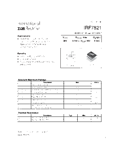 Various IRF7821  . Electronic Components Datasheets Various IRF7821.pdf