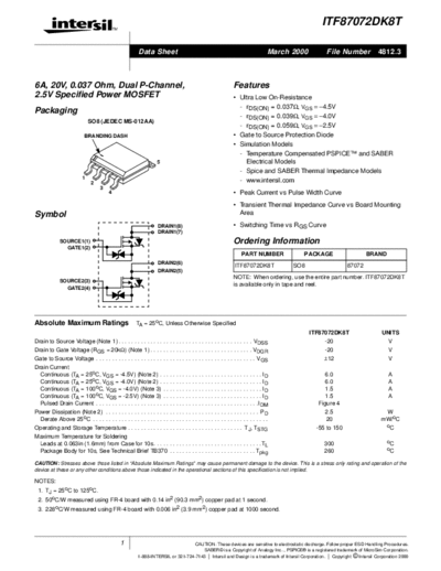 Various ITF87072DK8T  . Electronic Components Datasheets Various ITF87072DK8T.pdf