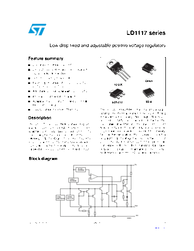 Various LD1117 - LOW DROP FIXED AND ADJUSTABLE POSITIVE VOLTAGE REGULATORS  . Electronic Components Datasheets Various LD1117 - LOW DROP FIXED AND ADJUSTABLE POSITIVE VOLTAGE REGULATORS.pdf