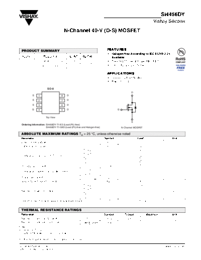 Various SI4456DY - N-Channel Enhancement Mode Field Effect Transistor  . Electronic Components Datasheets Various SI4456DY - N-Channel Enhancement Mode Field Effect Transistor.pdf