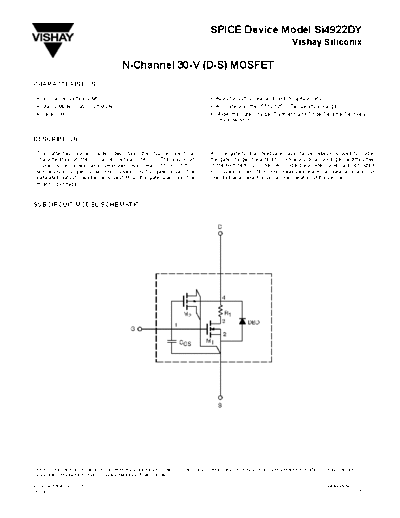 Various SI4922DY - SPICE Device Model Si4922DY - Vishay Siliconix N - MOSFET  . Electronic Components Datasheets Various SI4922DY - SPICE Device Model Si4922DY - Vishay Siliconix N - MOSFET.pdf