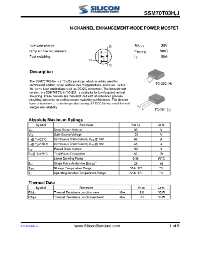 Various SSM70T03H - N-CHANNEL ENHANCEMENT-MODE POWER MOSFET  . Electronic Components Datasheets Various SSM70T03H - N-CHANNEL ENHANCEMENT-MODE POWER MOSFET.pdf