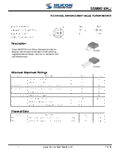 Various SSM9916H - N-CHANNEL ENHANCEMENT-MODE POWER MOSFET  . Electronic Components Datasheets Various SSM9916H - N-CHANNEL ENHANCEMENT-MODE POWER MOSFET.pdf