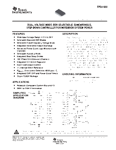 Various TPS51020  . Electronic Components Datasheets Various TPS51020.PDF