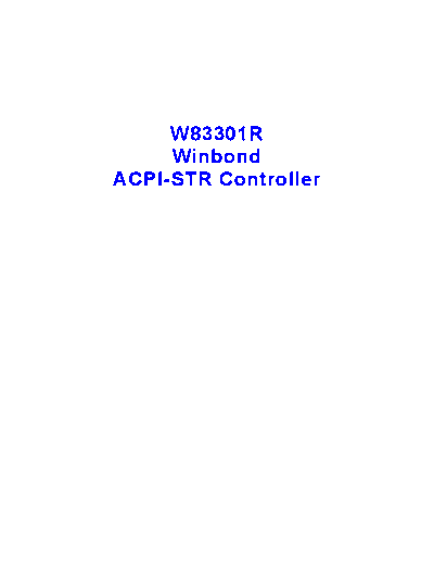 . Electronic Components Datasheets W83301 - ACPI-STR Controller  . Electronic Components Datasheets Various W83301 - ACPI-STR Controller.pdf