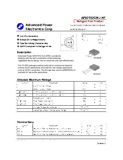 Various ap83t02gh-hf  . Electronic Components Datasheets Various ap83t02gh-hf.pdf