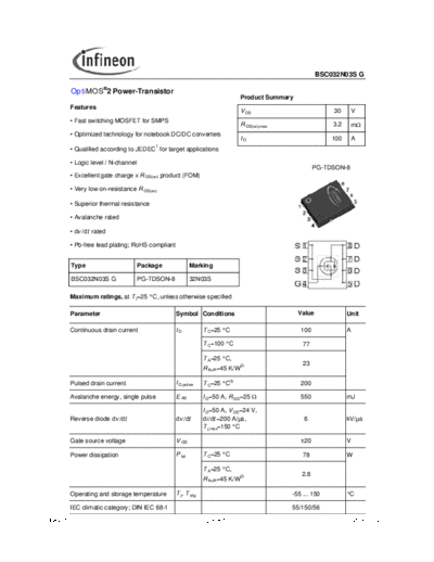 Various bsc032n03s  . Electronic Components Datasheets Various bsc032n03s.pdf