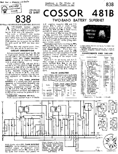 COSSOR Cossor 481B  . Rare and Ancient Equipment COSSOR Cossor_481B.pdf