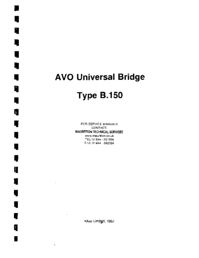 AVO avo. b150. bridge. service and operating  . Rare and Ancient Equipment AVO avo._b150._bridge._service_and_operating.pdf