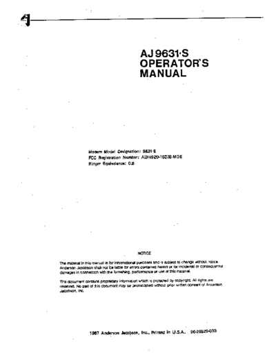 Anderson Jacobson AndersonJacobson AJ9631-S Operators Manual 1987  . Rare and Ancient Equipment Anderson Jacobson AndersonJacobson_AJ9631-S_Operators_Manual_1987.pdf