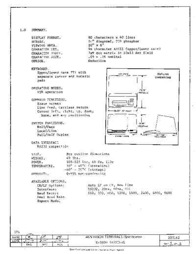 Ann Arbor Terminals K4080D Terminal Spec Mar74  . Rare and Ancient Equipment Ann Arbor Terminals K4080D_Terminal_Spec_Mar74.pdf