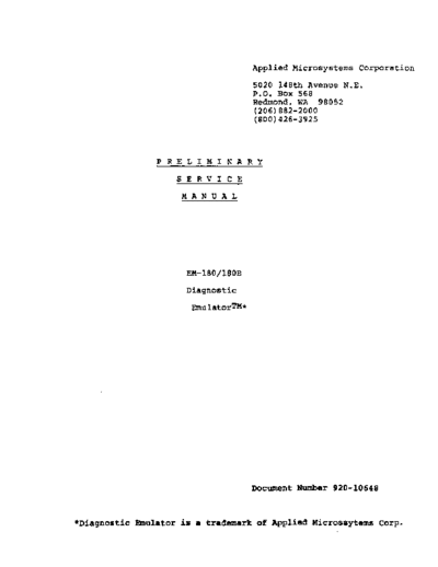 Applied Microsystems 920-10648 EM180prelimSvc  . Rare and Ancient Equipment Applied Microsystems 920-10648_EM180prelimSvc.pdf