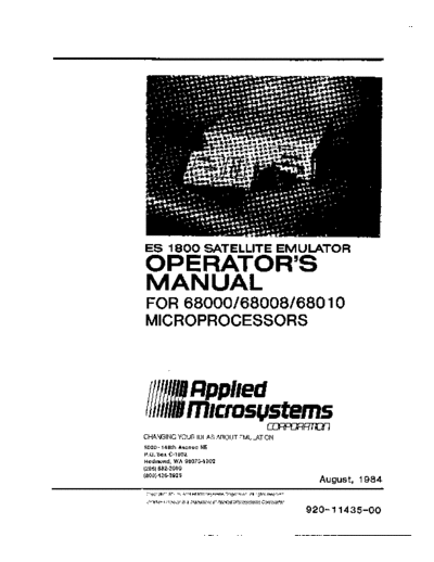 Applied Microsystems 920-11435-00 ES1800-68K 84  . Rare and Ancient Equipment Applied Microsystems 920-11435-00_ES1800-68K_84.pdf