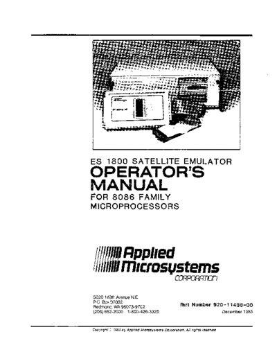 Applied Microsystems 920-11436-00 ES1800-8086 85  . Rare and Ancient Equipment Applied Microsystems 920-11436-00_ES1800-8086_85.pdf