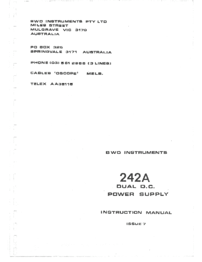 B.W.D bwd 242a manual  . Rare and Ancient Equipment B.W.D bwd_242a_manual.pdf