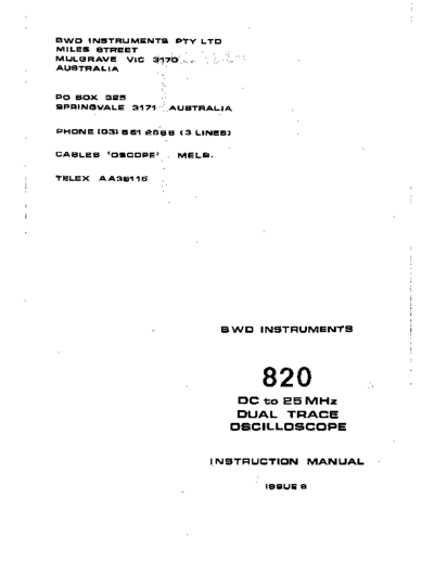 B.W.D bwd 820 oscilloscope  . Rare and Ancient Equipment B.W.D bwd_820_oscilloscope.pdf