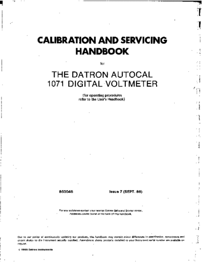 Datron 1071 Multimeter Cal & Service Handbook  . Rare and Ancient Equipment Datron Datron_1071_Multimeter_Cal_&_Service_Handbook.pdf