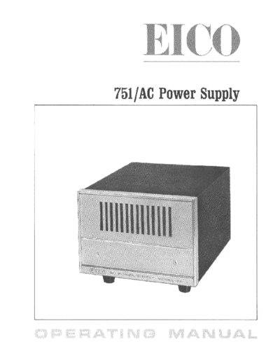 Eico eico model 751 ac power supply  . Rare and Ancient Equipment Eico eico_model_751_ac_power_supply.pdf